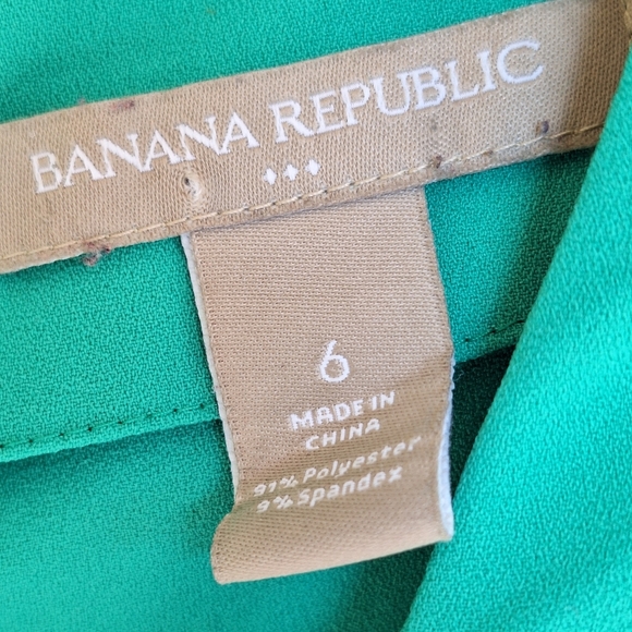 Banana Republic Peplum Blouse Sz6 V Neck Zip Back Sleeveless Sea Green Quality - Picture 3 of 10